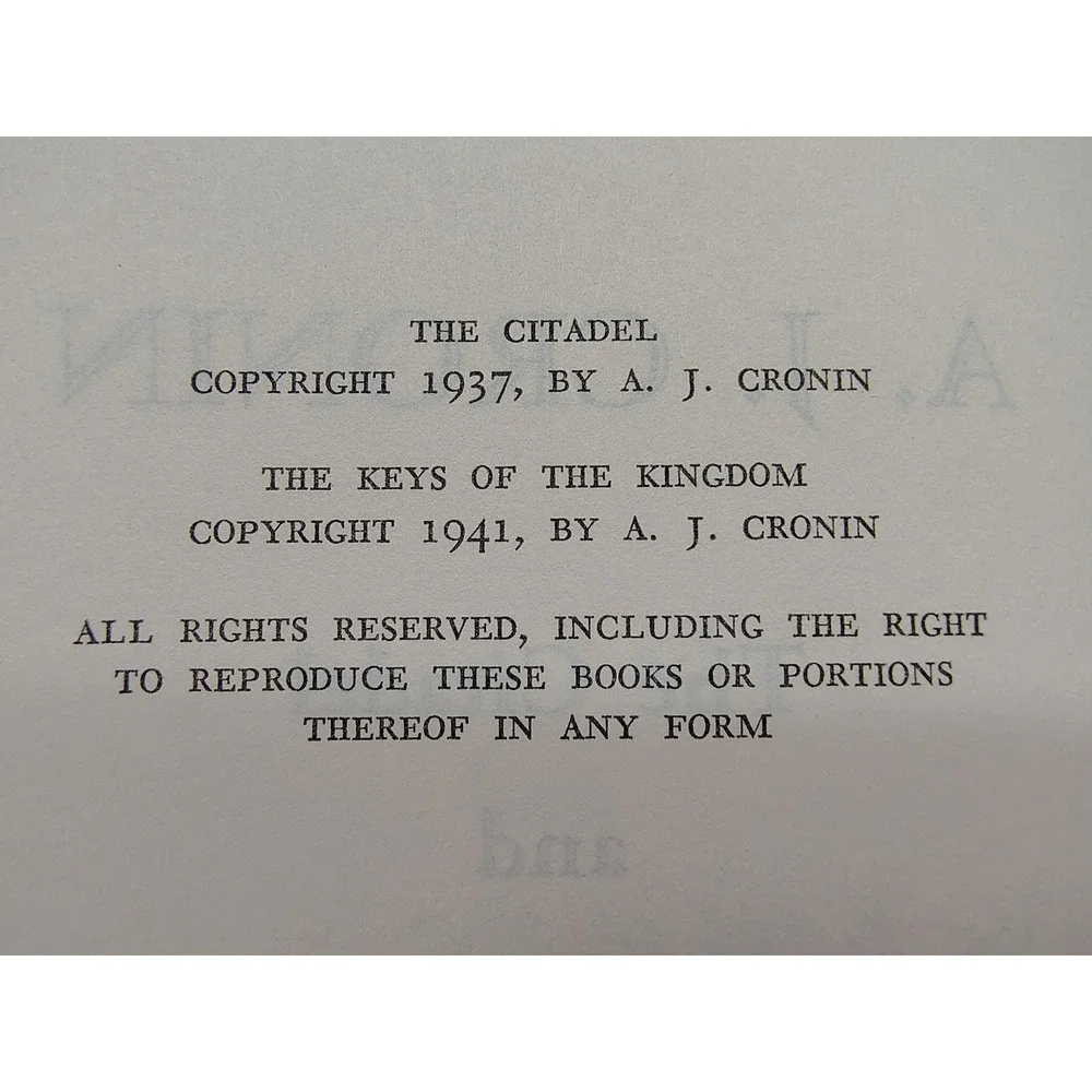 The Citadel Keys of The Kingdom Cronin 1940s Book Club HCDJ Taupe‎ Boards Decor